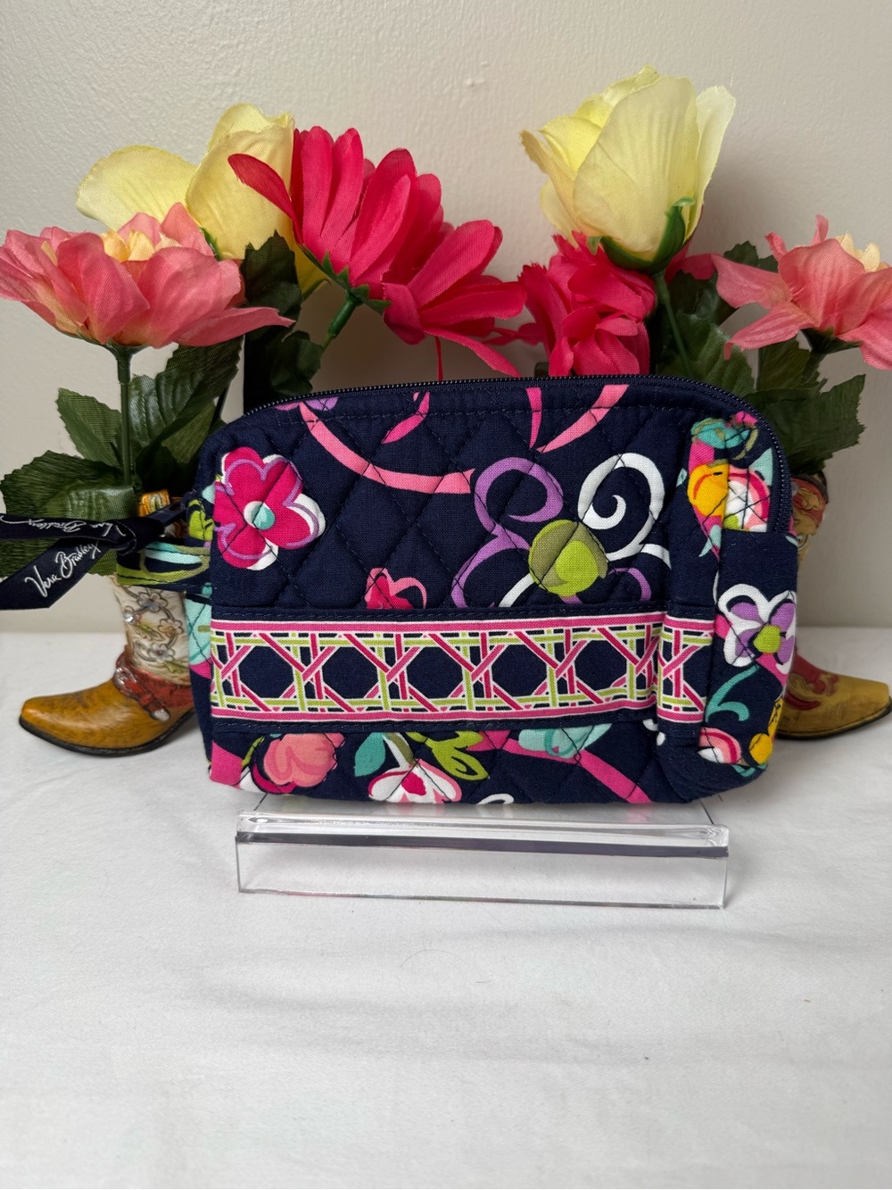 NWOT Vera Bradley Ribbons Small Cosmetic Bag Floral Travel Organizer Retired